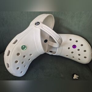 White Crocs with Colorful Charms